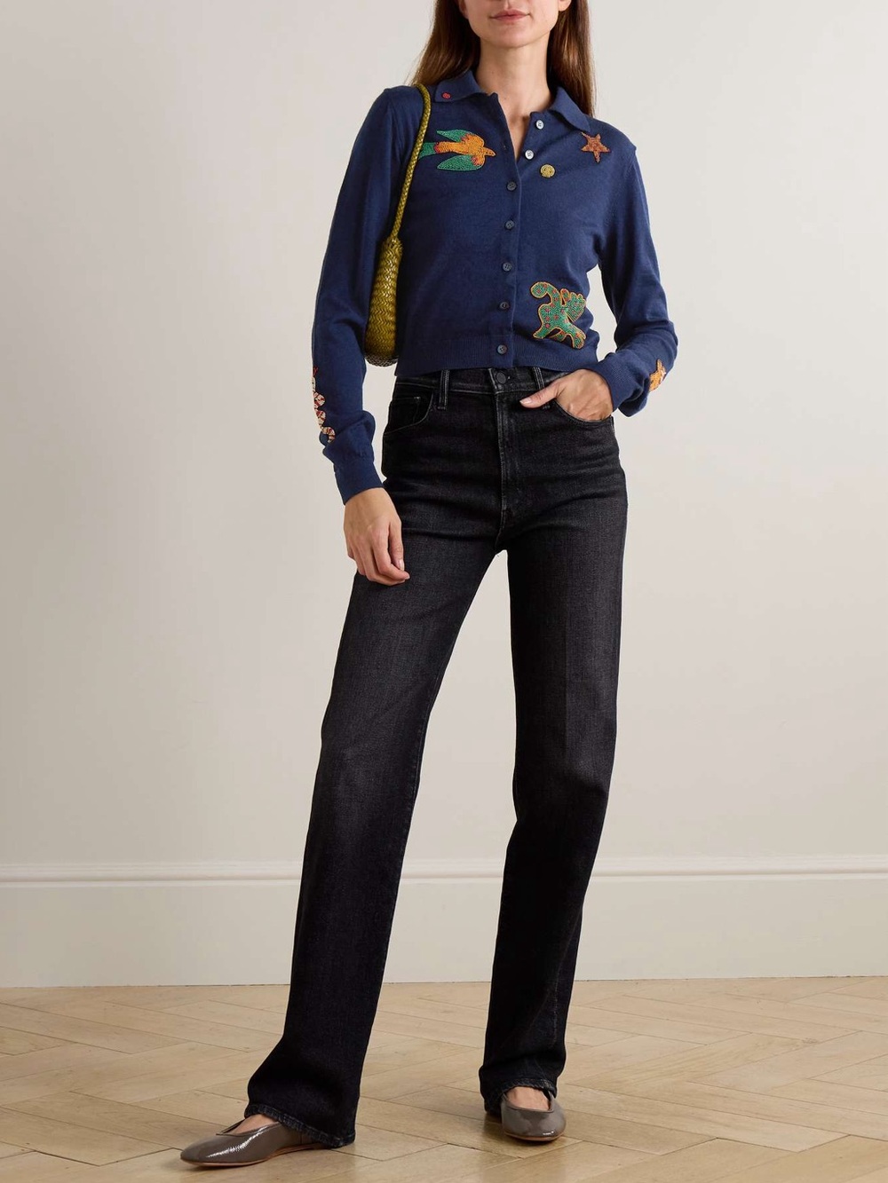 MOTHER The Racquet bead-embellished wool cardigan size small